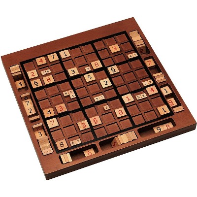 WE Games Wooden Sudoku Board with Storage Slots in Walnut Stain - 11.5 in.