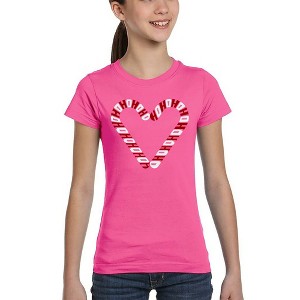 LA Pop Art Candy Canes - Girl's Word Art T-Shirt - 1 of 4