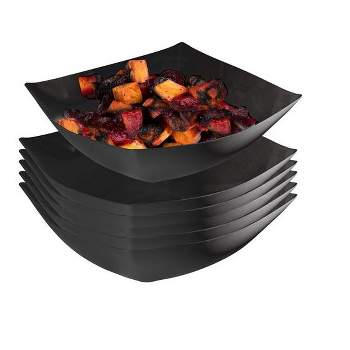 Crown Display Black Disposable Serving Bowl Squared Convex Bowl - Black Plastic Bowl for Serving