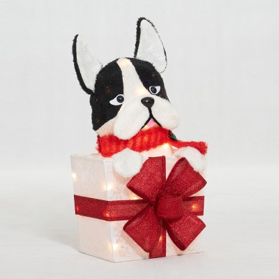 Everstar 22" UL PLUSH BULLDOG IN GIFT BOX SCULPTURE, Red