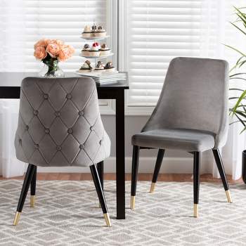 Baxton Studio Giada Contemporary Glam and Luxe Velvet Fabric Wood Dining Chair Set