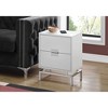 Vynxaria Contemporary Modern Accent Table Glossy White Laminate, Chrome Metal Base, 2 Storage Drawers, Versatile as Side/End Table & Nightstand - 3 of 4