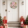 Lighted Christmas Wreath, 24 in Pre-Lit Xmas Wreath with Artificial Flower Bow Ball Ornaments, Christmas Decorations for Party Front Door Wall Window - 2 of 4