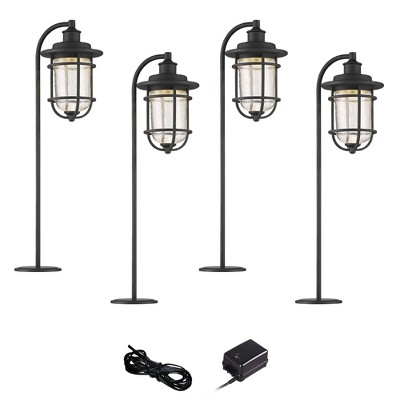 John Timberland Markham Textured Black 6-Piece LED Landscape Path Light Set