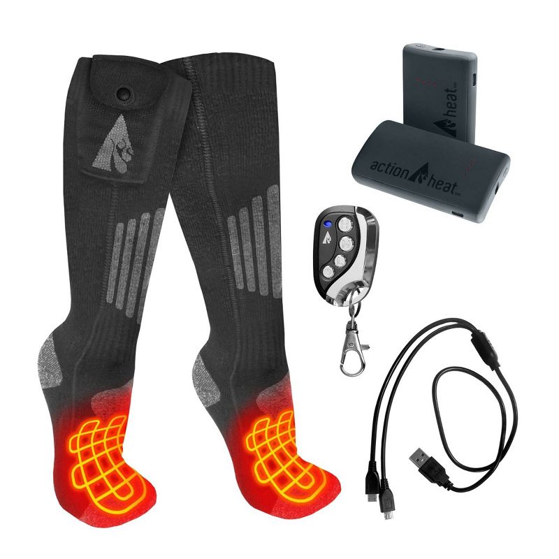 ActionHeat Cotton 3.7V Rechargeable Heated Socks 2.0 with Remote, 4 of 10