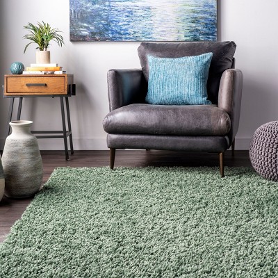 Kara Green Round 6' Thick Shag Synthetic Area Rug