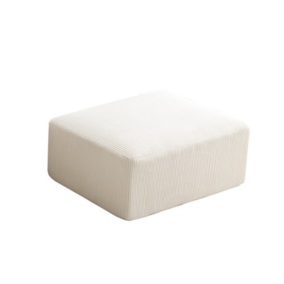 Airsurfer Square Cream Ottoman Elegant Corduroy Ottoman Living Room Furniture for Cozy Home Decor