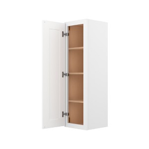 HOMLUX Easy-DIY Shaker White Ready to Assemble Wall Kitchen Cabinet 1 Door-3 Shelves - 1 of 3