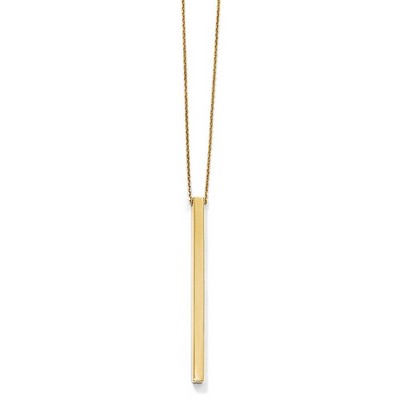 Black Bow Jewelry 14k Yellow Gold Polished 3mm Vertical Bar Necklace, 16-18 Inch