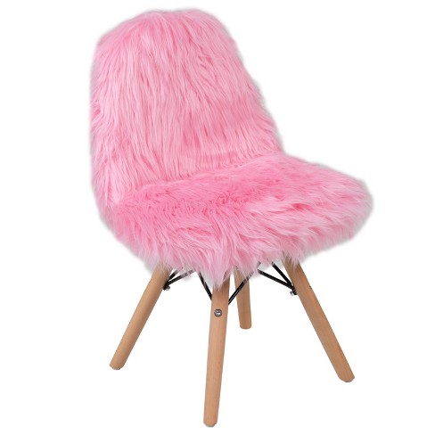 Emma And Oliver Shaggy Faux Fur Light Pink Accent Chair Shag Style Kids Chair For Ages 5 7 Kids Playroom Chair Target