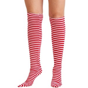 HalloweenCostumes.com One Size Fits Most Women  Red and White Knee Length Striped Witch Socks, Red/White - 1 of 3