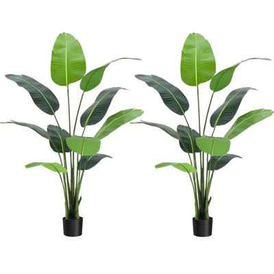 Artificial Bird of Paradise Plant 4-5FT Fake Palm Tree Modern Decor Faux Plants Perfect Housewarming Gift with 8 Trunks Faux Leaves