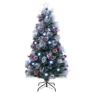 Tangkula 5/6/7 FT Flocked Christmas Tree Artificial Xmas Tree w/170/220/270 Branch Tips &Pine Needles - 1 of 4