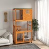 PawHut 74" Wooden Outdoor Cat House Weatherproof & Wheeled, Catio Outdoor Cat Enclosure with High Weight Capacity, Cat Cage Condo - 3 of 4