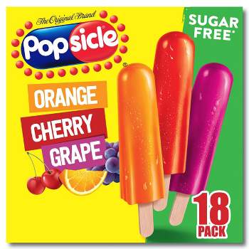 Popsicle Orange Cherry Grape Sugar Free Variety Ice Pops  - 18pk