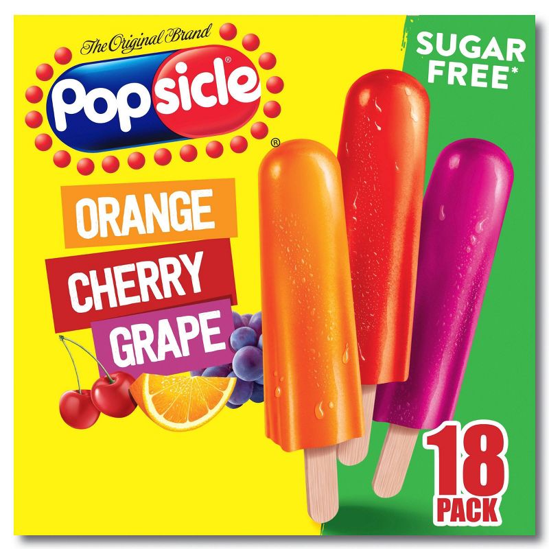 Popsicle Orange Cherry Grape Sugar Free Variety Ice Pops  - 18pk, 1 of 11