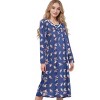 YafeMarte Women’s Long Sleeve Floral Design Nightgown with Lace Trim and Bow Accent - 3 of 4