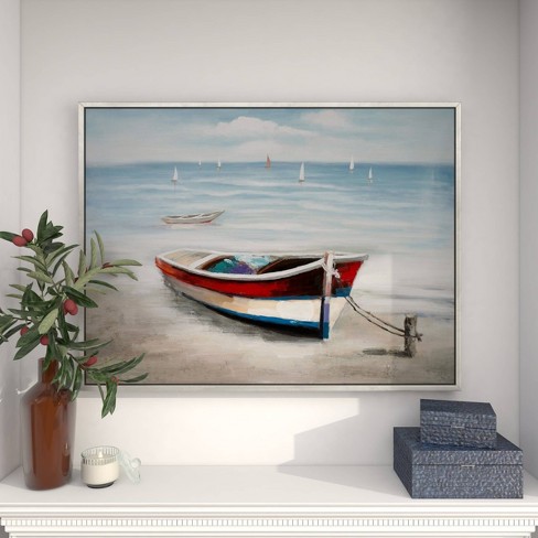 Canvas Sail Boat Framed Wall Art With Silver Frame - Olivia & May