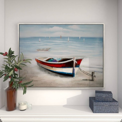 Sail Boat Abstract Painting, Landscape Canvas Paintings for Dining