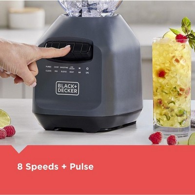 PowerXL Black & Decker Ice Crush Blender With 56 Ounce (7 Cup) Perfectpour Plastic Jar, Powerful 6-Tip Stainless Steel Blade, 8-Speeds Plus Pulse, 750 Peak Watts Of Power