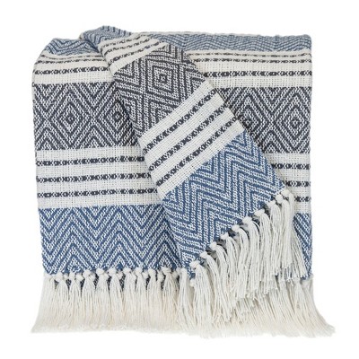 Parkland Collection,Transitional Stripes Blue Rectangle 50" X 60" Throw
