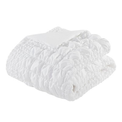 King White Ruched Microfiber Comforter Set