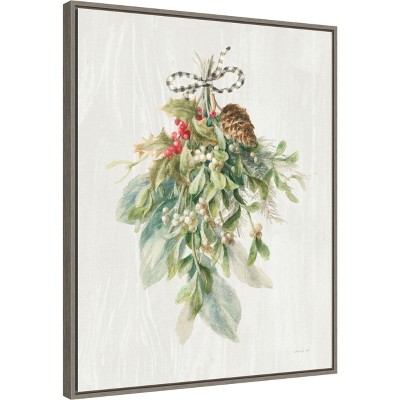 Classic Christmas Botanic-Inspired Framed Canvas Wall Art