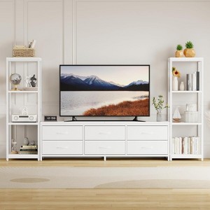 TV Stand for Living Room, Entertainment Center with 9 Fabric Drawers, 59.1" Modern Dresser with Storage Shelves - 1 of 4