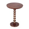 Mango Wood Round Side Table, Modern Pedestal End Table with Carved Base and Top, Fully Assembled Accent Table for Living Room - Cuddlewood - 3 of 4