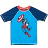 Marvel Avengers Captain America Pullover Rash Guard Swim Trunks and Cap 3 Piece Swimsuit Set Little Kid to Big Kid - 3 of 4