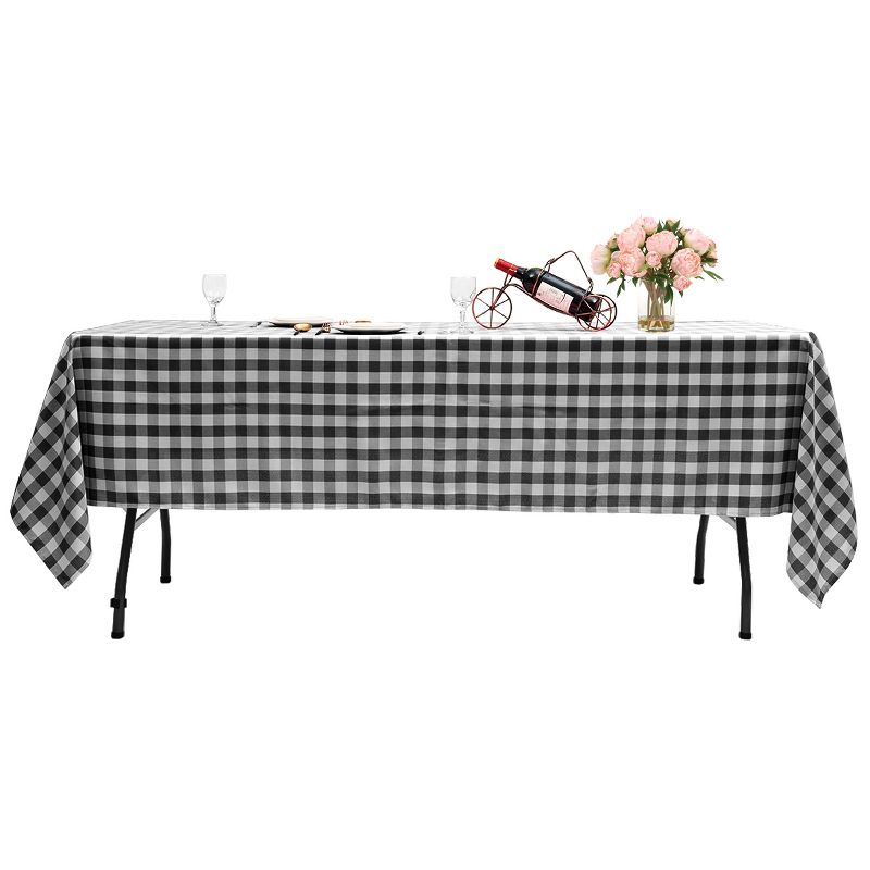 Tangkula 10PC 60x126" Rectangular Plaid Tablecloth Machine Washable Polyester Table Cover, 1 of 7