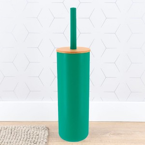 Evideco French Home Goods Modern Toilet Brush and Holder Set with Bamboo Lid - 1 of 4