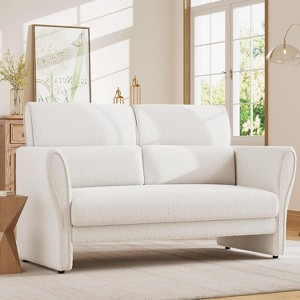 Modern Accent Chair with Arms, Mid-Century Lounge Chair, Comfy Single Sofa, Boucle Upholstered Armchair, for Living Room, Bedroom, Office - 1 of 4