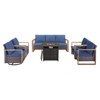 Gymojoy 6/8PCS 50000 BTU Gas Firepit Table with Outdoor 3-Seat Sofa Swivel Chair Ottoman Set - 3 of 4