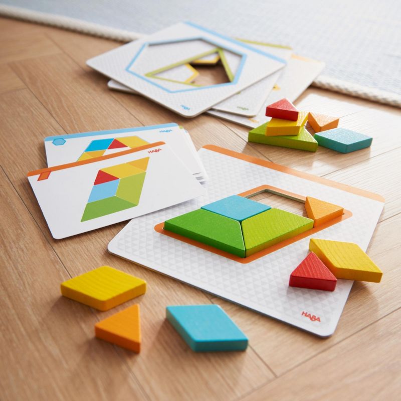 HABA Colorful Shapes Beginner Tangrams Pattern Blocks Wooden Arranging Game, 2 of 7