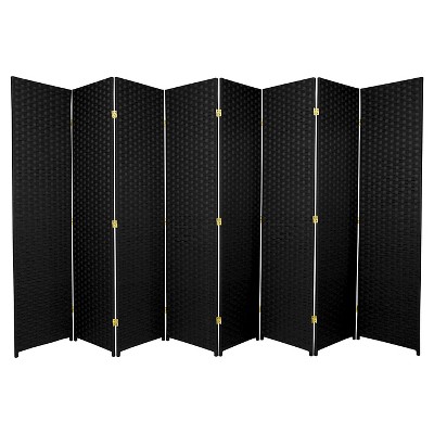 8 Panel Tall Woven Fiber Room Divider Black