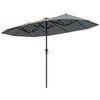 Costway 13 FT Large Patio Umbrella with LED Solar Lights Crank Handle 12 Heavy-Duty Ribs Beige/Brown/Gray/Navy/Orange/Wine - 2 of 4