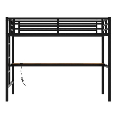 Bellemave Metal Twin XL Size Loft Bed with Power Outlet and LED Lighted, Space-Saving, Noise Reduced, Black