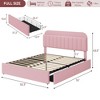 Bed Frame with Storage Headboard, Kids Bed Frame , Boucle Upholstered Platform Bed with Bookcase, No Box Spring Needed, Easy Assembly - 2 of 4