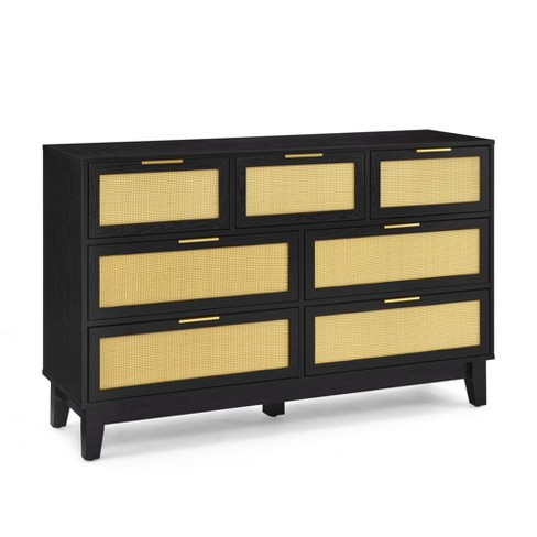 Nicbex 7 Drawer Dresser For Bedroom,modern Style Rattan Drawers With ...