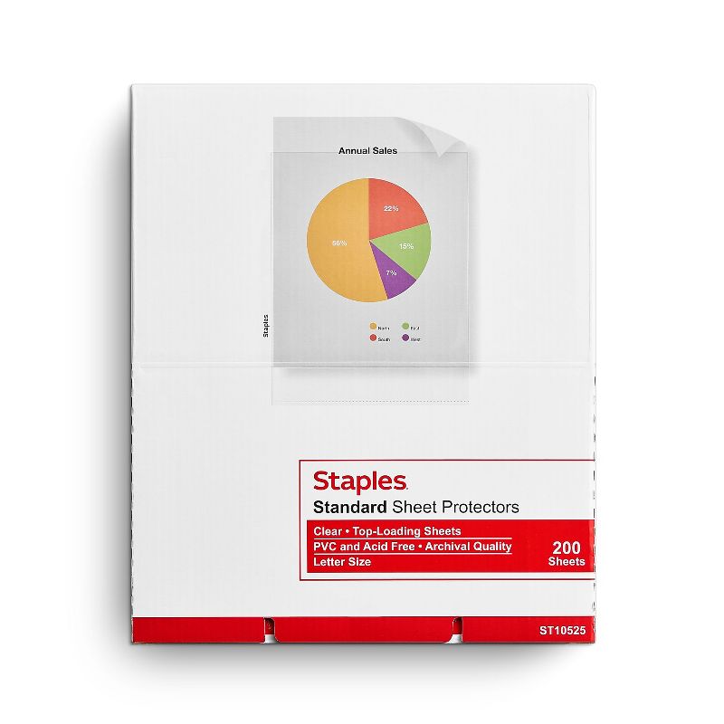 Staples Medium Weight Sheet Protectors Clear 200/Box (10525) , 1 of 4