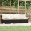 vidaXL Black Patio Furniture Poly Rattan - Cream Cushions - 3 Seats - Middle Sofa - 2 of 4