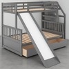 Twin Over Full Bunk Bed with Slide, Storage Drawers, Ladder Shelves, and Guardrails, Pine Wood Frame - 3 of 4