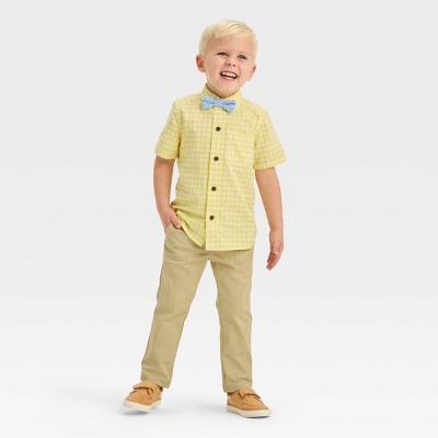 2-piece Toddler Boy Plaid Short-sleeve Short and Denim Shorts Set