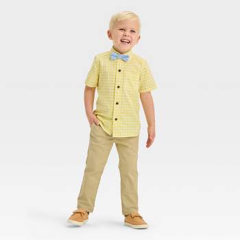 Toddler Boys' Short Sleeve Woven Gingham Shirt and Pants Set - Cat & Jack™ Yellow