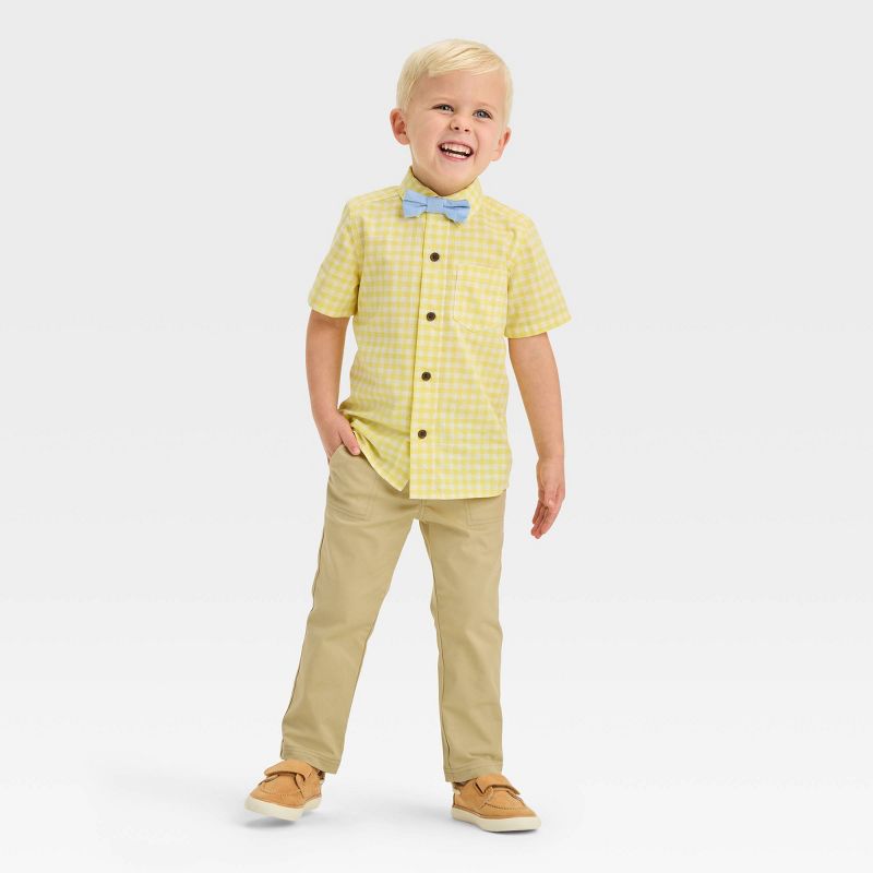 Toddler Boys&#39; Short Sleeve Woven Gingham Shirt and Pants Set - Cat &#38; Jack&#8482; Yellow, 1 of 8
