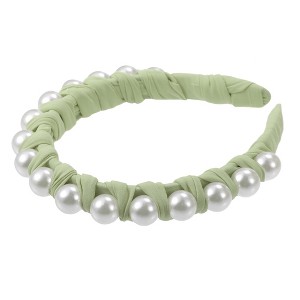 Unique Bargains Women's Fashion Faux Pearl Braided Tape Headband Hairband 0.79 Inch Wide 1 Pc - 1 of 4