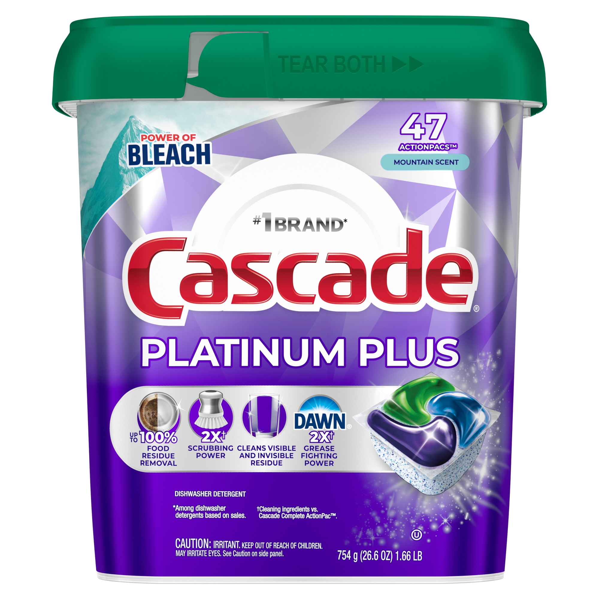 Cascade Platinum Plus Pods Dishwasher Detergent - Mountain Scent - 47ct: Multi-Surface, Removes Fingerprints, Removes Grease