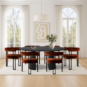 7 Piece Dining Set for 7,Extendable Wood Dining Table with 6 Upholstered Velvet Dining Chairs with Arm for Dining Room,Kitchen-Maison Boucle - 1 of 4