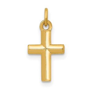 Black Bow Jewelry 14k Yellow Gold Tiny Hollow Polished Cross Charm or Pendant, 8 x 16mm - 1 of 4